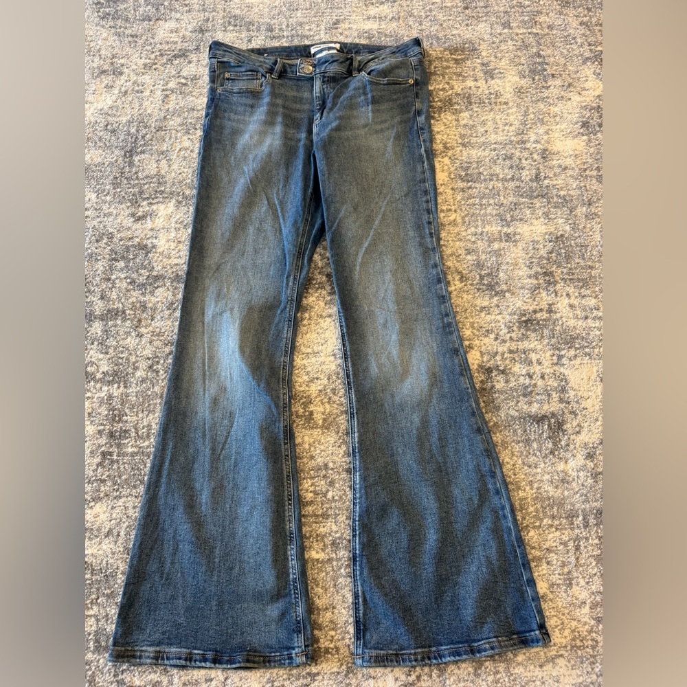 Garage Women's Low-Rise Dark Blue Flare Jeans — Classic Wide Leg